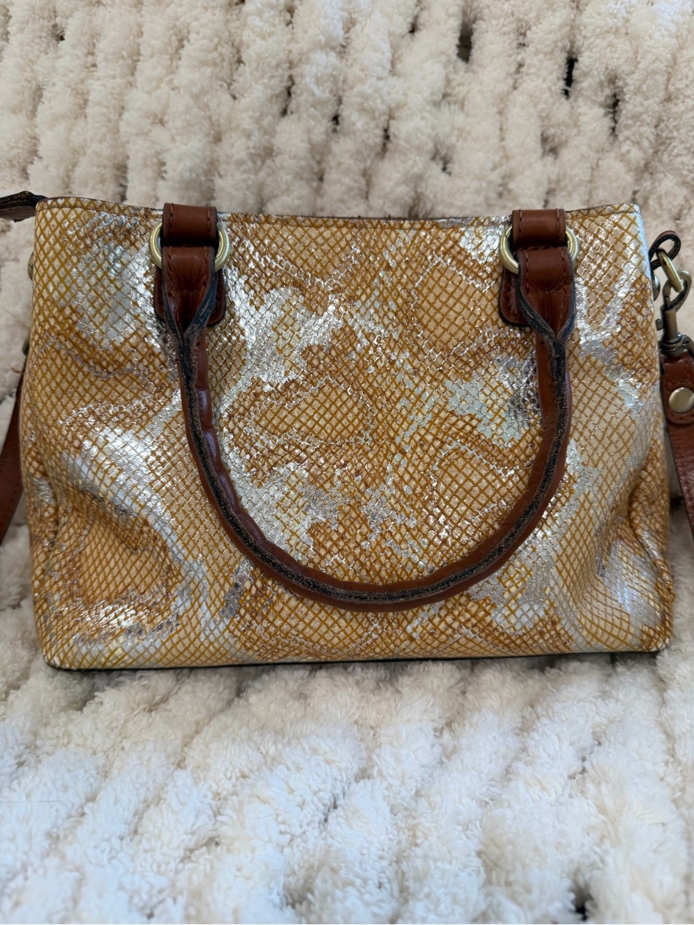 Patricia Nash Brown Snakeskin-Print Crossbody Satchel 10th anniversary - Picture 6 of 14